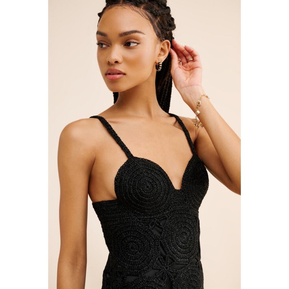 New NWT Simon Miller Beep Beep Crochet Black Mini Dress - Picture 3 of 7